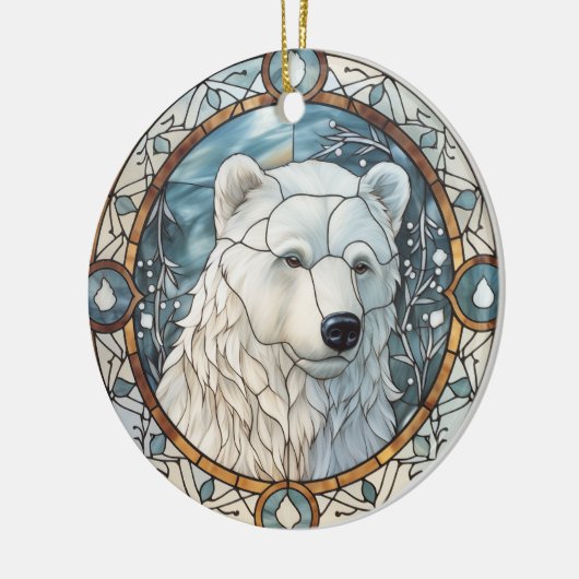 Glas in lood Wit Beer Kerst Ornament (Links)