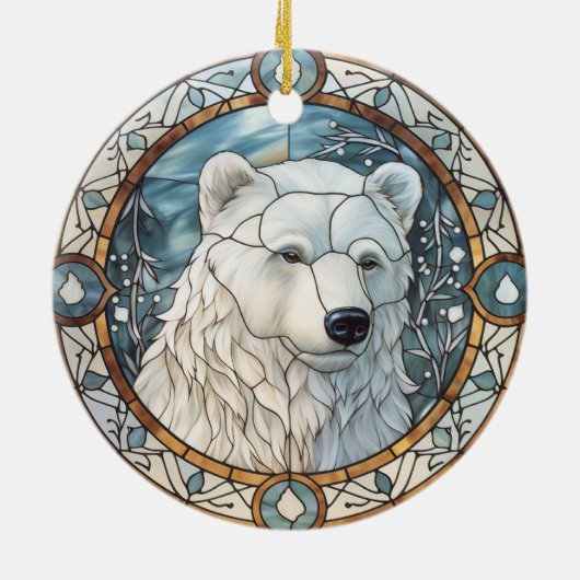 Glas in lood Wit Beer Kerst Ornament (Achterkant)