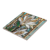 Glas in lood Witte Lelie Illustratie Tegeltje (Zijkant)