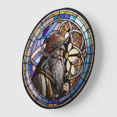 Glas in lood Wizard Ontwerp Grote klok (Hoek)