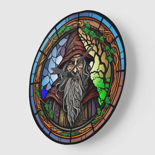 Glas in lood Wizard Ontwerp Grote klok (Hoek)