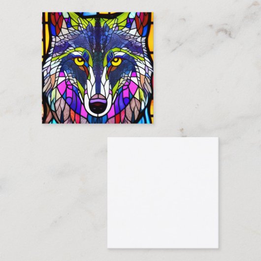 Glas in lood Wolf Graphic Vierkante Visitekaartje (Voorkant / Achterkant)