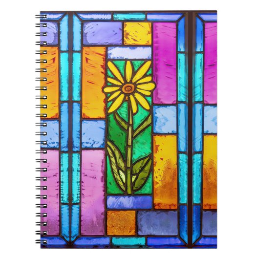 Glas in lood Yellow Daisy Notitieboek (Voorkant)
