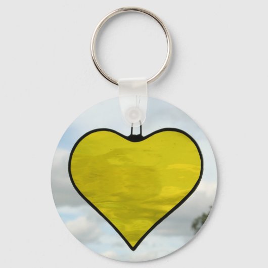 Glas in lood Yellow Love Heart Keychain (Voorkant)