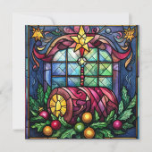 Glas in lood Yule Log Winter Zonnewende Vakantie Kaart (Voorkant)