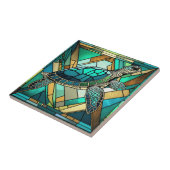Glas in lood Zee schildpad illustratie Tegeltje (Zijkant)