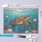 Glas in lood Zee Schildpad, Vis, Koraal, Oceaan Tissuepapier (Craft)