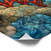 Glas in lood Zee schildpad zwemmen, koraal Perfect Poster (Hoek)