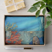 Glas in lood Zee schildpad zwemmen, koraal Tissuepapier (Geschenk)