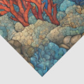 Glas in lood Zee schildpad zwemmen, koraal Tissuepapier (Detail)