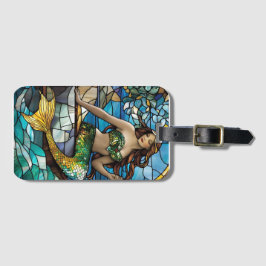 Glas in lood zeemeermin bagagelabel