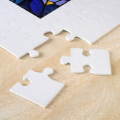 Glas in lood zeemeermin bewondert een bloemetje legpuzzel (Zijkant)