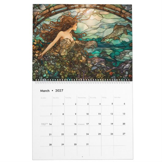Glas in lood Zeemeermin Kalender (Mar 2027)