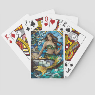 Glas in lood zeemeermin pokerkaarten