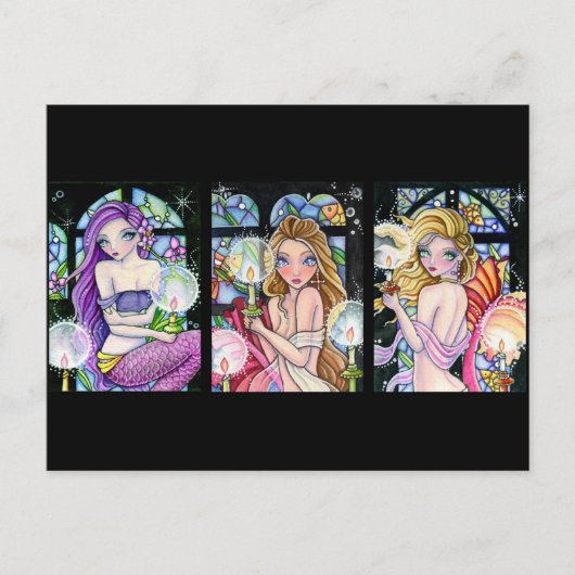 Glas in lood Zeemeermin reeks - Briefkaart (Voorkant)