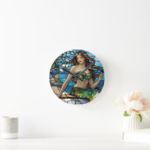 Glas in lood zeemeermin ronde klok (Huis)