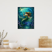 Glas-in-lood Zeemeermin Wandkunst Poster (Keuken)