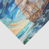 Glas in lood  Zeilboot in de Oceaan Tissuepapier (Detail)