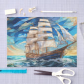Glas in lood  Zeilboot in de Oceaan Tissuepapier (Craft)