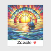 Glas in lood Zeilboot Sticker (Vel)