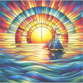 Glas in lood Zeilboot Sticker (Voorkant)