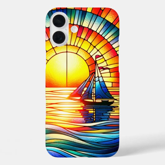 Glas in lood zeilboot telefoonhoesje Case-Mate iPhone case (Achterkant)