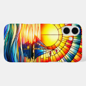 Glas in lood zeilboot telefoonhoesje Case-Mate iPhone case (Achterkant (horizontaal))