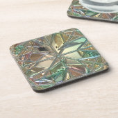 Glas in lood ziet er kleurrijk abstract uit bier onderzetter (Linkerzijde)