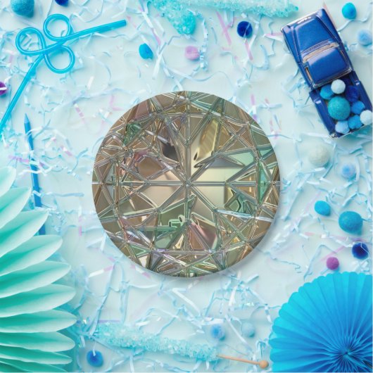 Glas in lood ziet er kleurrijk abstract uit papieren bordje (Feest)