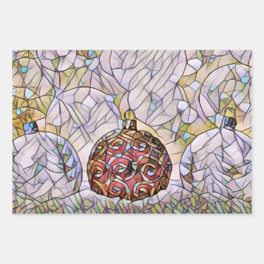 Glas in lood ziet er mooi uit als kerstwinter inpakpapier vel (Voorkant 2)