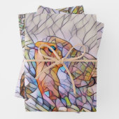 Glas in lood ziet er mooi uit als kerstwinter inpakpapier vel (In situ)