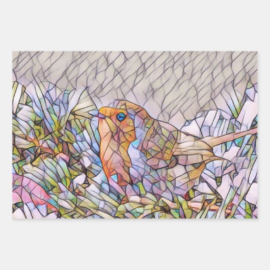 Glas in lood ziet er mooi uit als kerstwinter inpakpapier vel (Voorkant)