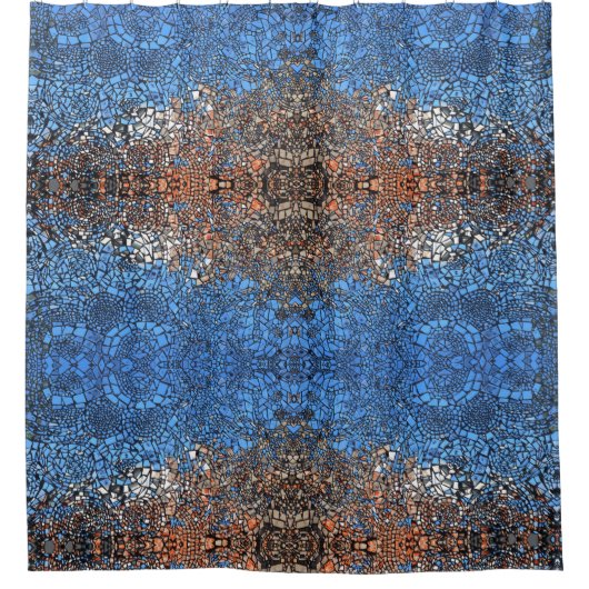Glas in lood ziet er mozaïek abstract uit douchegordijn (Voorkant)