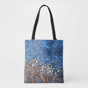 Glas in lood ziet er mozaïek abstract uit tote bag