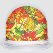 Glas in lood ziet er poinsettia flower  uit sneeuwbol (Voorkant)