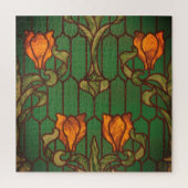 Glas in lood ziet er uit als bloemen legpuzzel (Verticaal)