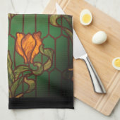 Glas in lood ziet er uit als bloemen theedoek (Quarter Fold)