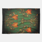 Glas in lood ziet er uit als bloemen theedoek (Horizontaal)