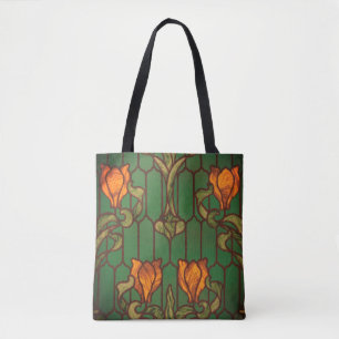 Glas in lood ziet er uit als bloemen tote bag