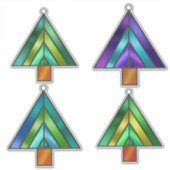 Glas in lood ziet kerstbomen als sierbomen sticker (Voorkant)