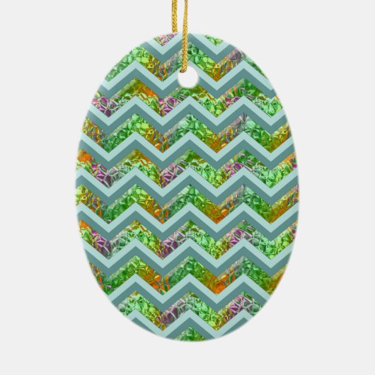 Glas in lood ZigZag Keramisch Ornament (Achterkant)