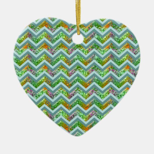 Glas in lood ZigZag Keramisch Ornament (Voorkant)