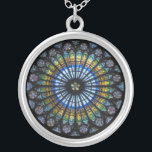 Glas in lood Zilver Vergulden Ketting<br><div class="desc">Roos raam (blauwachtig) van de kathedraal van Straatsburg,  een rooms-katholieke kathedraal in Straatsburg,  Elzas,  Frankrijk. Geweldig katholiek en Christelijk cadeau voor hem of haar en een reissouvenir voor jezelf en voor familie en vrienden.</div>