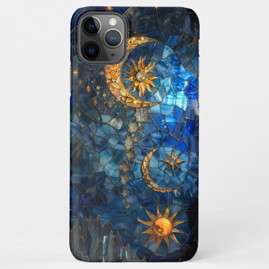 Glas in lood zon en maan ontwerp iPhone hoesje (Achterkant)