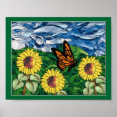 Glas in lood Zonnebloem Koulage Poster (Voorkant)