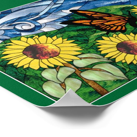 Glas in lood Zonnebloem Koulage Poster (Hoek)