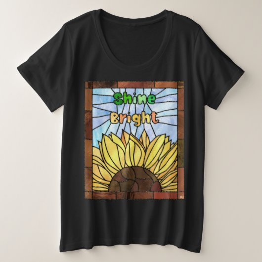 Glas in lood Zonnebloem Shine Bright Grote Maat T-shirt (Design voorkant)