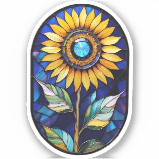 Glas in lood Zonnebloem Sticker (Voorkant)