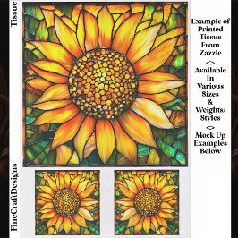 Glas-in-lood Zonnebloem Tegel Paneel EK8 Decoupage Tissuepapier