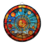 Glas in lood Zonnestelsel Dartboard Dartbord (Voorkant)